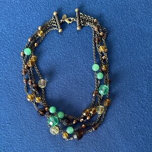 Lia Sophia Green and Amber Beaded Necklace